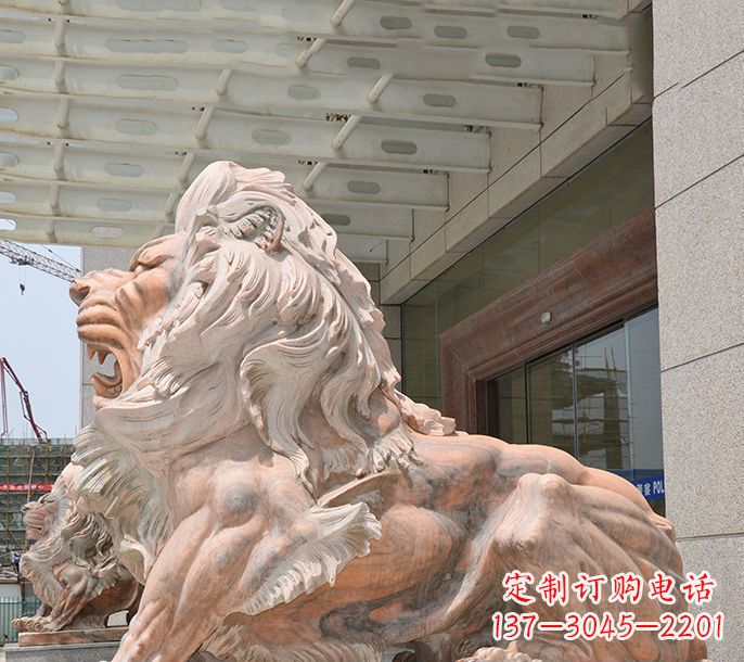 云南晚霞红欧式狮子石雕 (3)