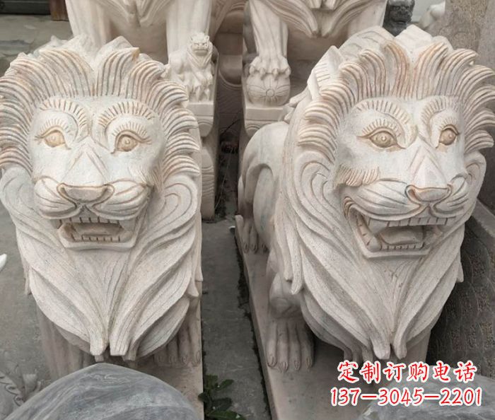 云南晚霞红欧式狮子石雕 (2)