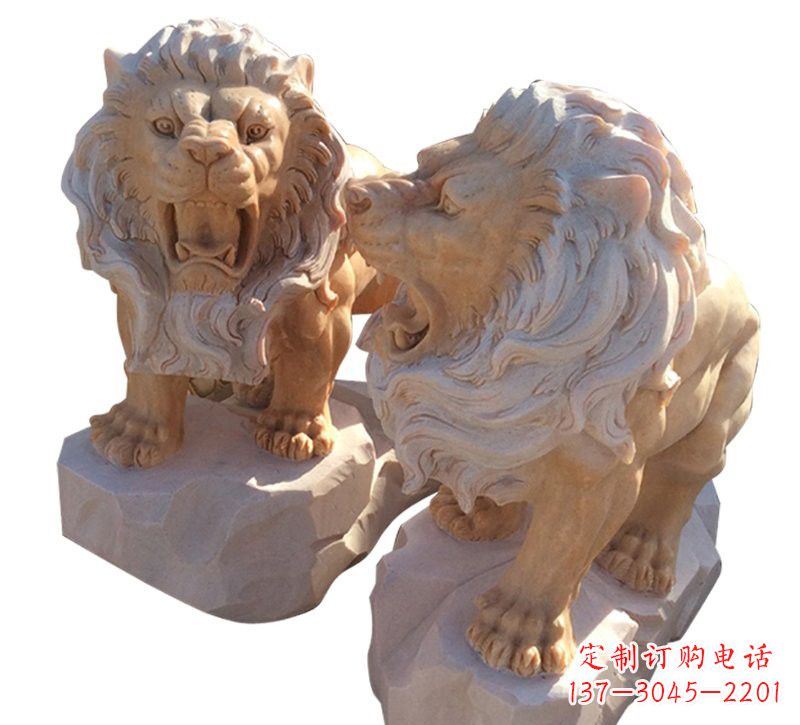 云南晚霞红欧式西洋狮子雕塑