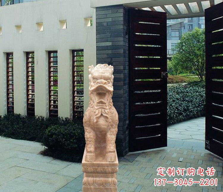 云南晚霞红瑞兽麒麟雕塑