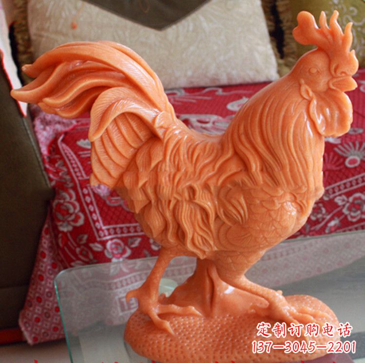 云南晚霞红生肖公鸡雕塑