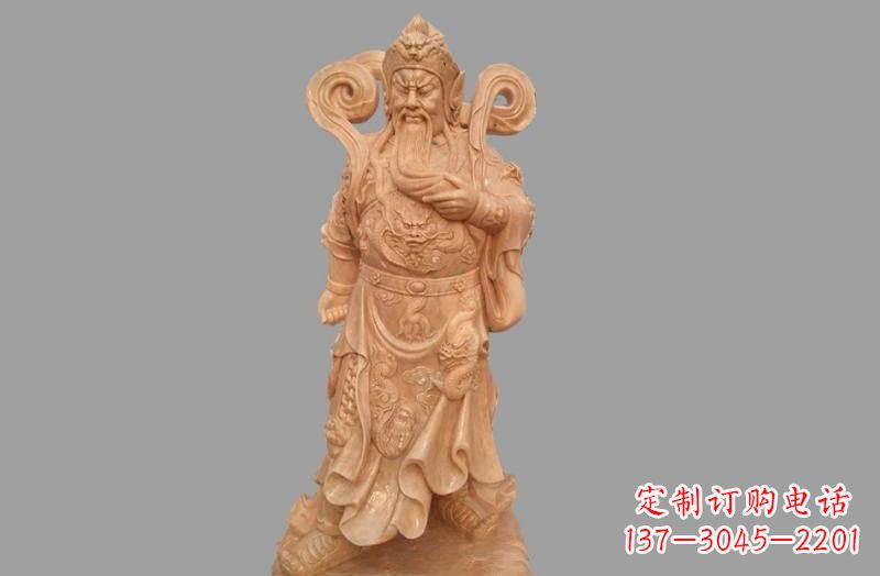 云南晚霞红武财神关公雕像