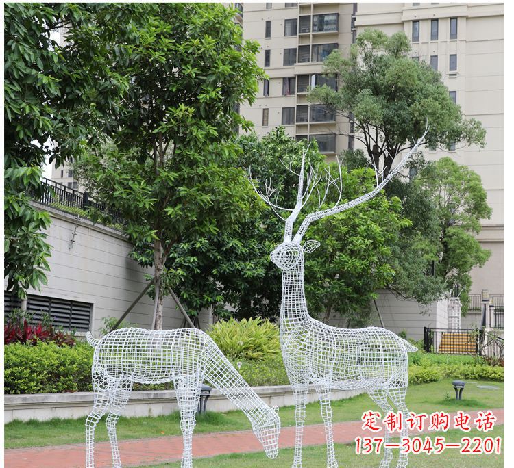 云南小区不锈钢镂空梅花鹿鹿雕塑