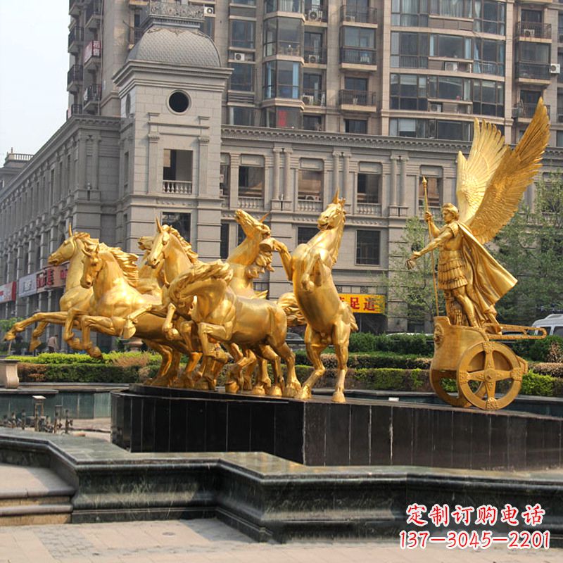 云南小区大门阿波罗战车鎏金景观铜雕