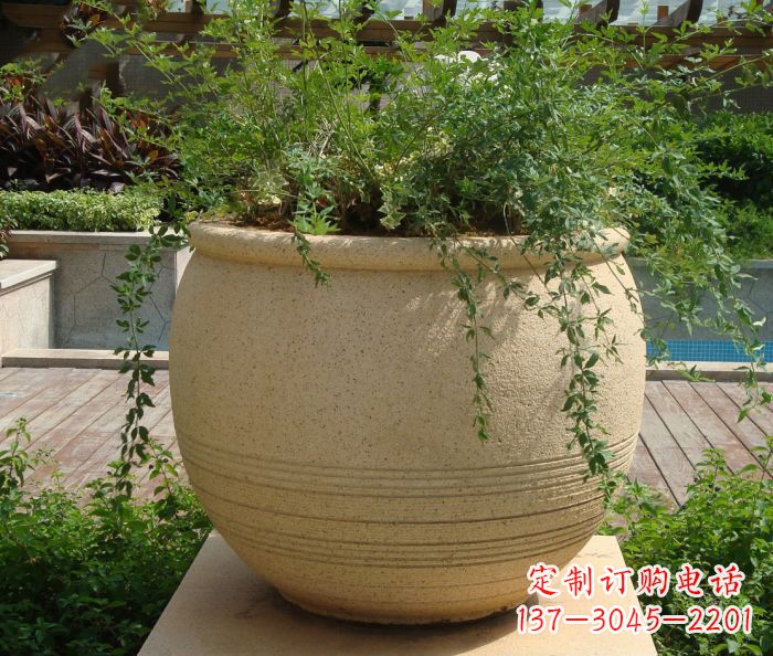 云南小区景观大理石花盆石雕 (2)