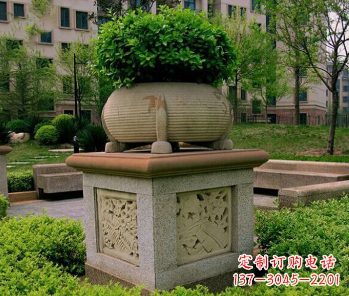 云南小区景观大理石花盆石雕 (3)