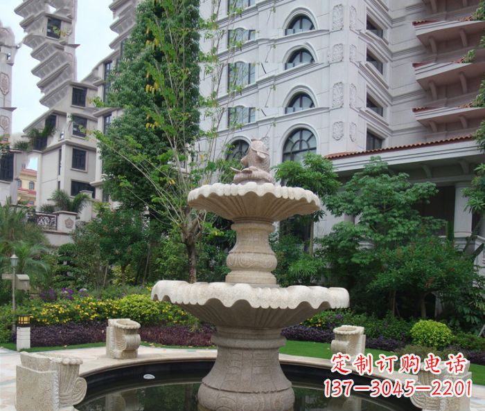 云南小区景观大理石鲤鱼喷泉石雕