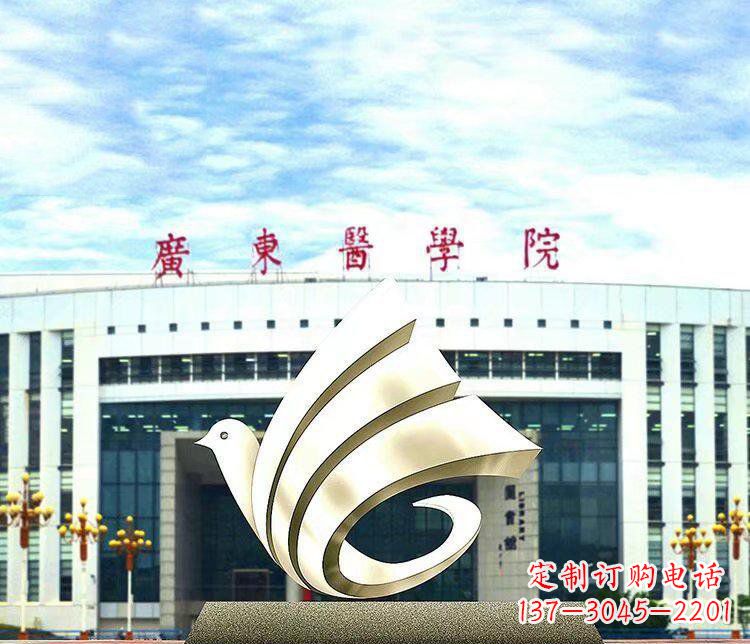 云南校园不锈钢抽象和平鸽雕塑