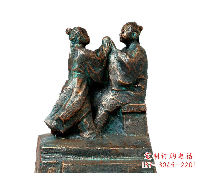 云南校园古代孔融让梨人物铜雕