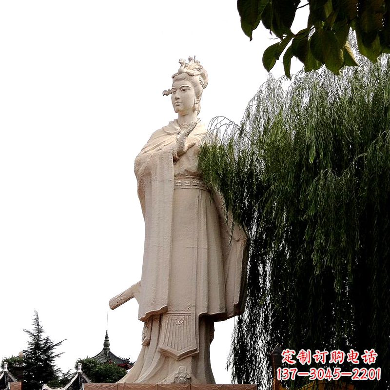 云南虞姬砂岩石雕-景区园林古代人物著名美女雕像