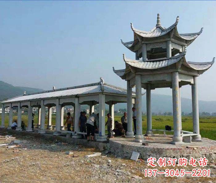 云南园林景观仿古石雕长廊凉亭