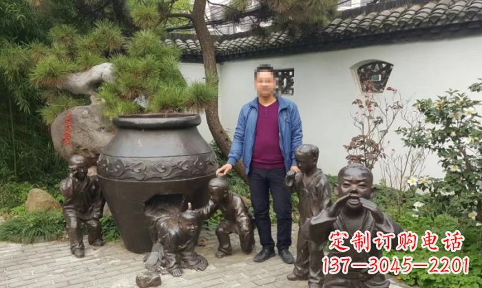 云南园林司马光砸缸铜雕 (2)