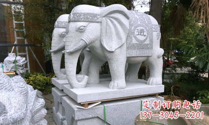 云南招财进宝大理石门口大象雕塑