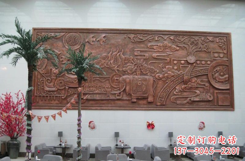 云南招财进宝大象铜浮雕
