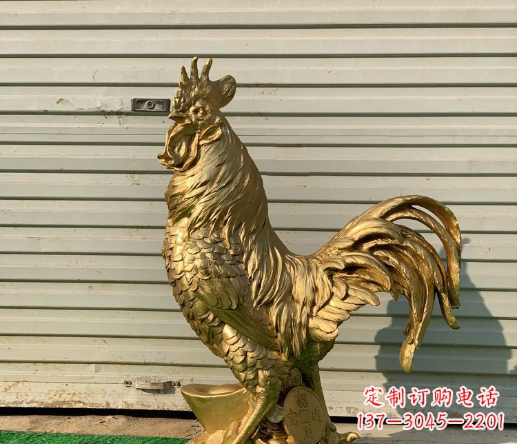 云南招财元宝公鸡铜雕