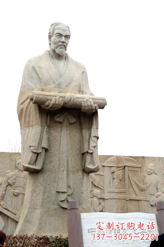 云南中国历史名人北宋绘画大师清明上河图画家张择端汉白玉石雕像