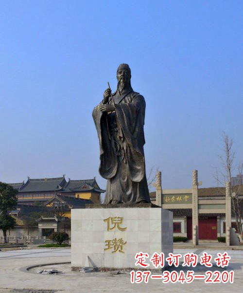 云南中国历史名人元末明初画家诗人倪瓒铜雕塑像