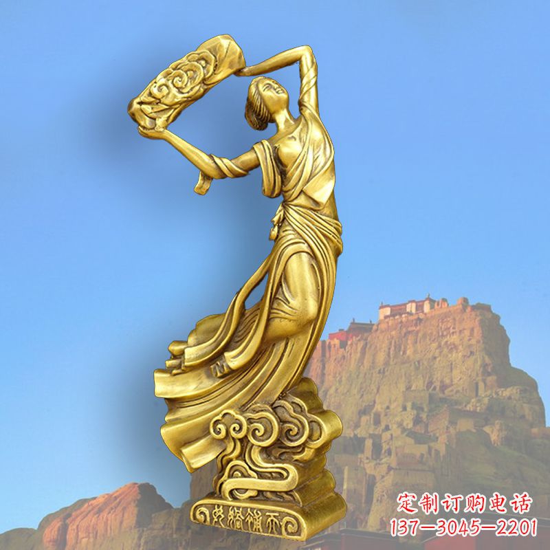 云南中国上古传说“女娲补天”铸铜雕塑