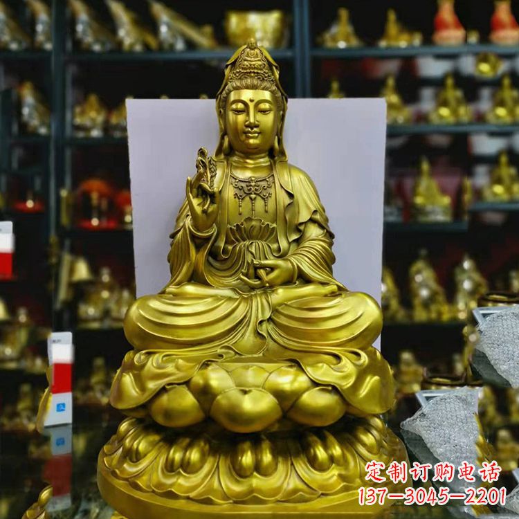 云南铸铜观音菩萨佛像雕塑