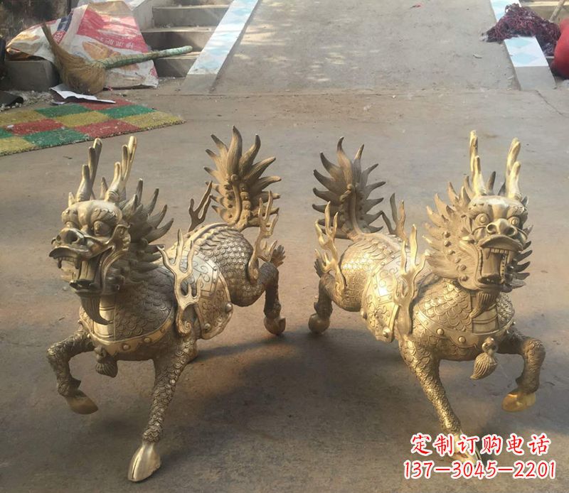 云南铸铜麒麟雕塑 (2)