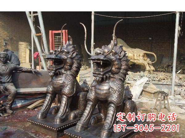 云南铸铜麒麟雕塑2221