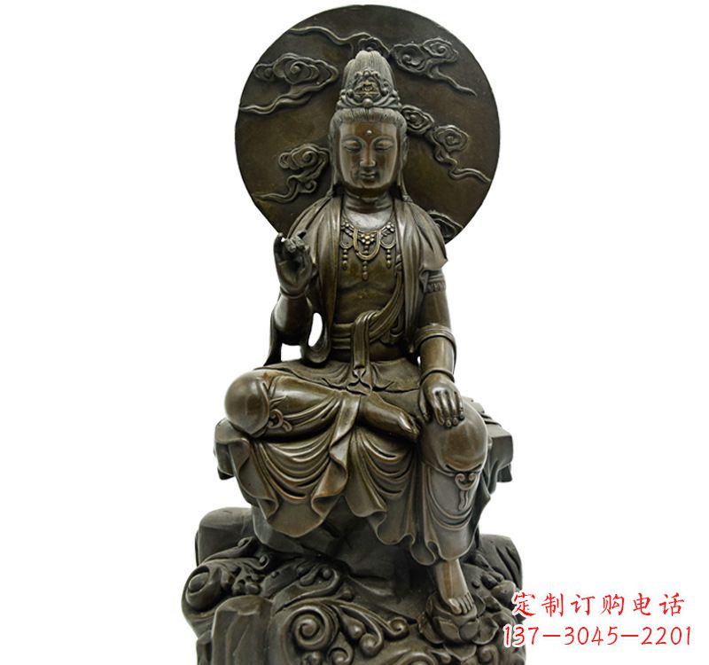 云南自在观音菩萨仿古铜雕佛像
