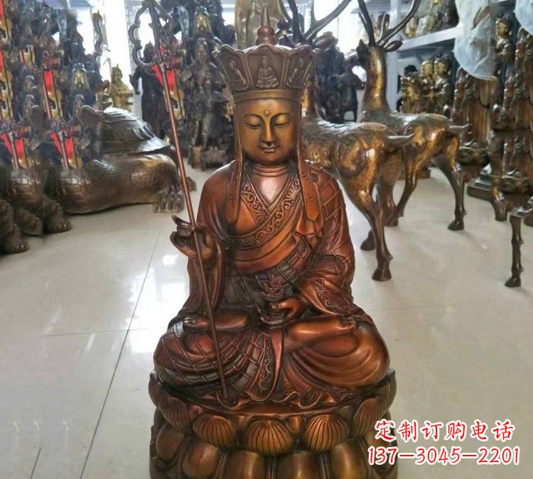云南坐式地藏菩萨铜雕